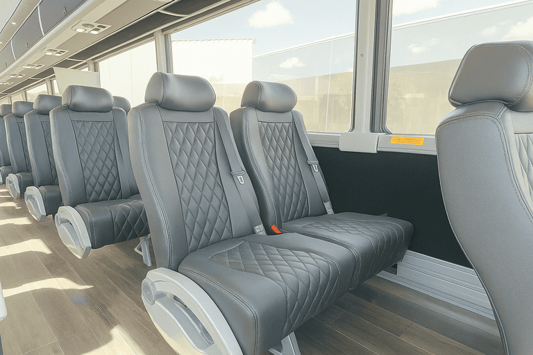 interior of Bus Rental Company Hialeah charter bus